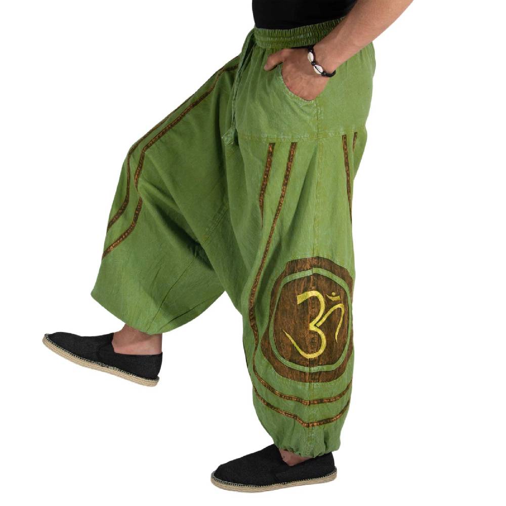 Kunst Und Magie OM Unisex Psy Baggy Pants Hippie Hose Goa Baumwoll Tanzhose Stonewashed zollfrei