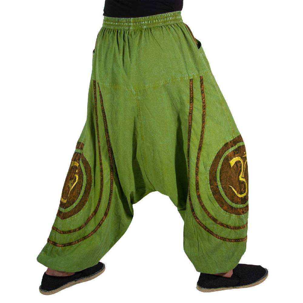 Kunst Und Magie OM Unisex Psy Baggy Pants Hippie Hose Goa Baumwoll Tanzhose Stonewashed zollfrei