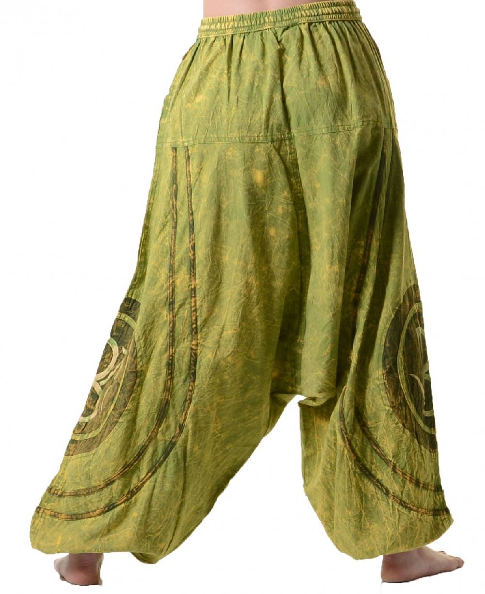 Kunst Und Magie OM Unisex Psy Baggy Pants Hippie Hose Goa Baumwoll Tanzhose Stonewashed zollfrei