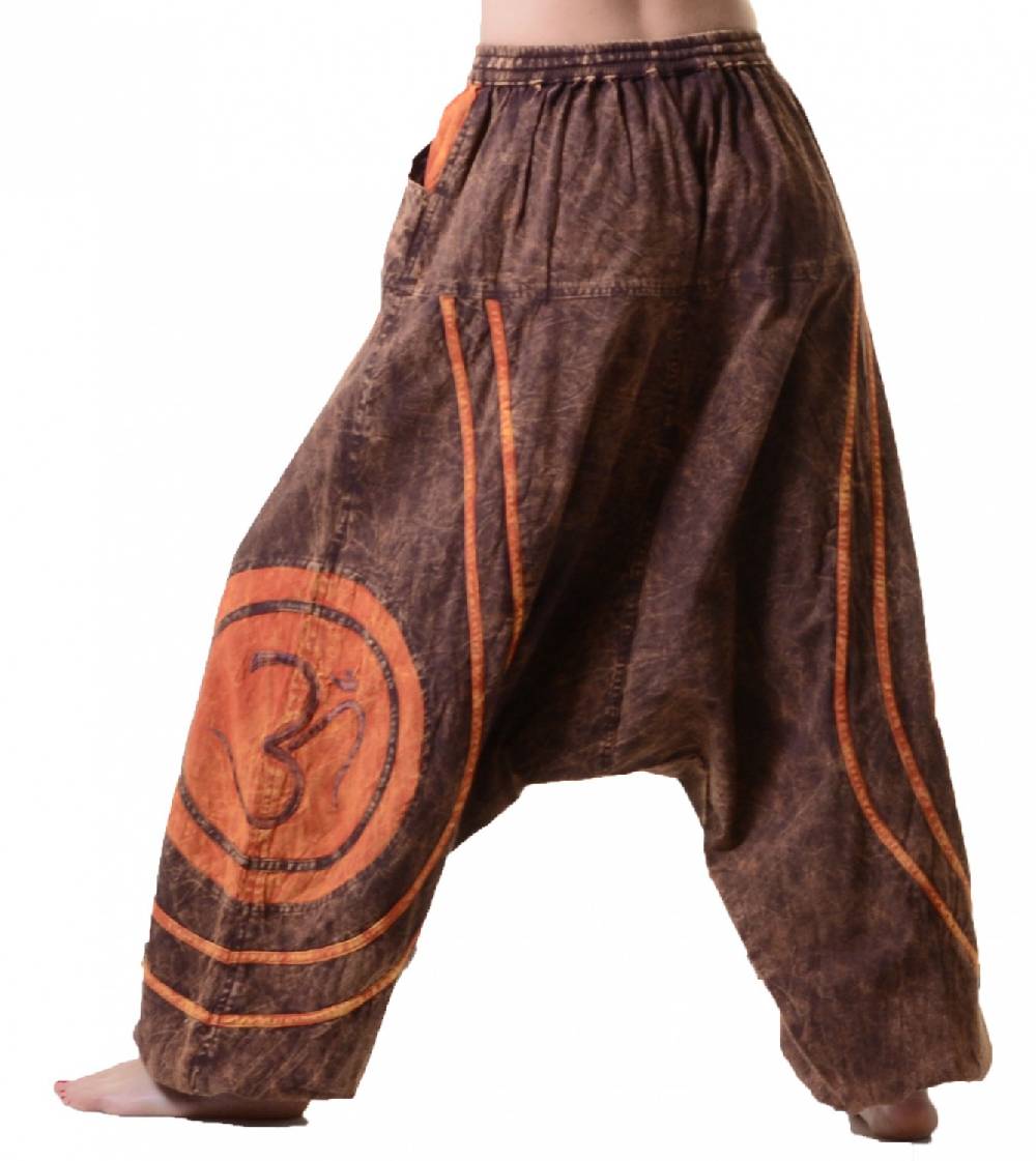 Kunst Und Magie OM Unisex Psy Baggy Pants Hippie Hose Goa Baumwoll Tanzhose Stonewashed zollfrei