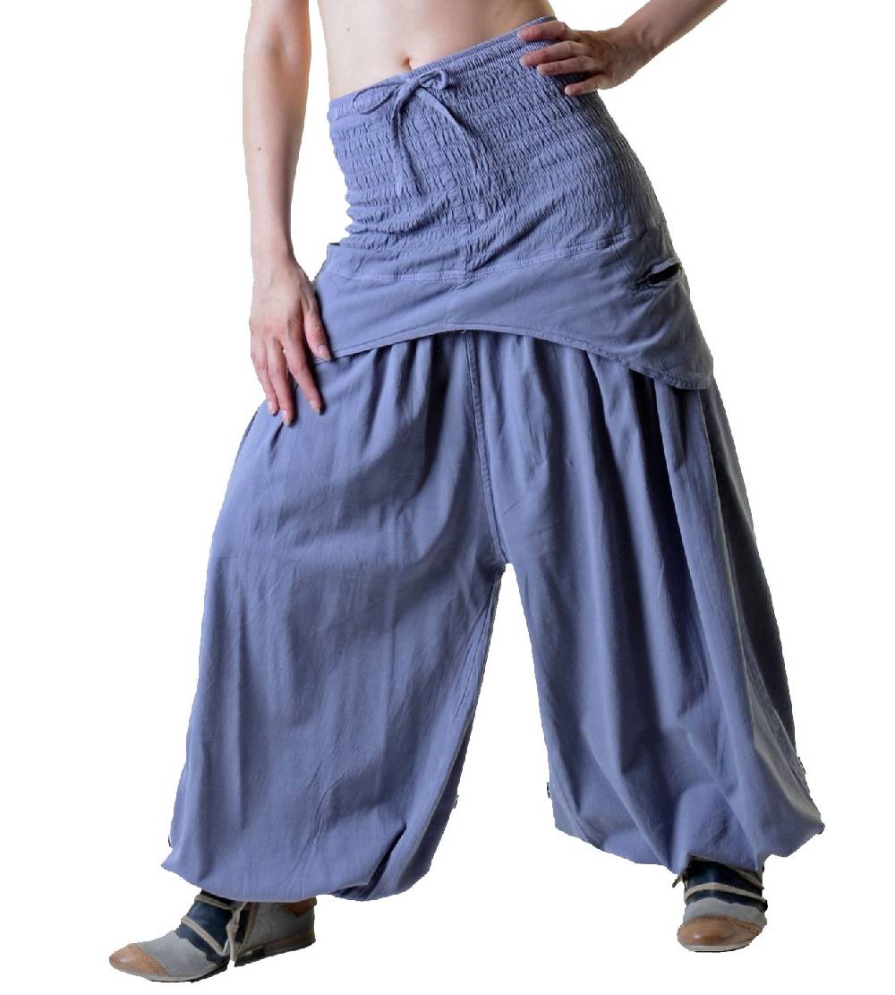 Kunst Und Magie Damen Hose Haremshose praktische Schürzentaschen Unifarben Vintage Boho Ibiza Angebote
