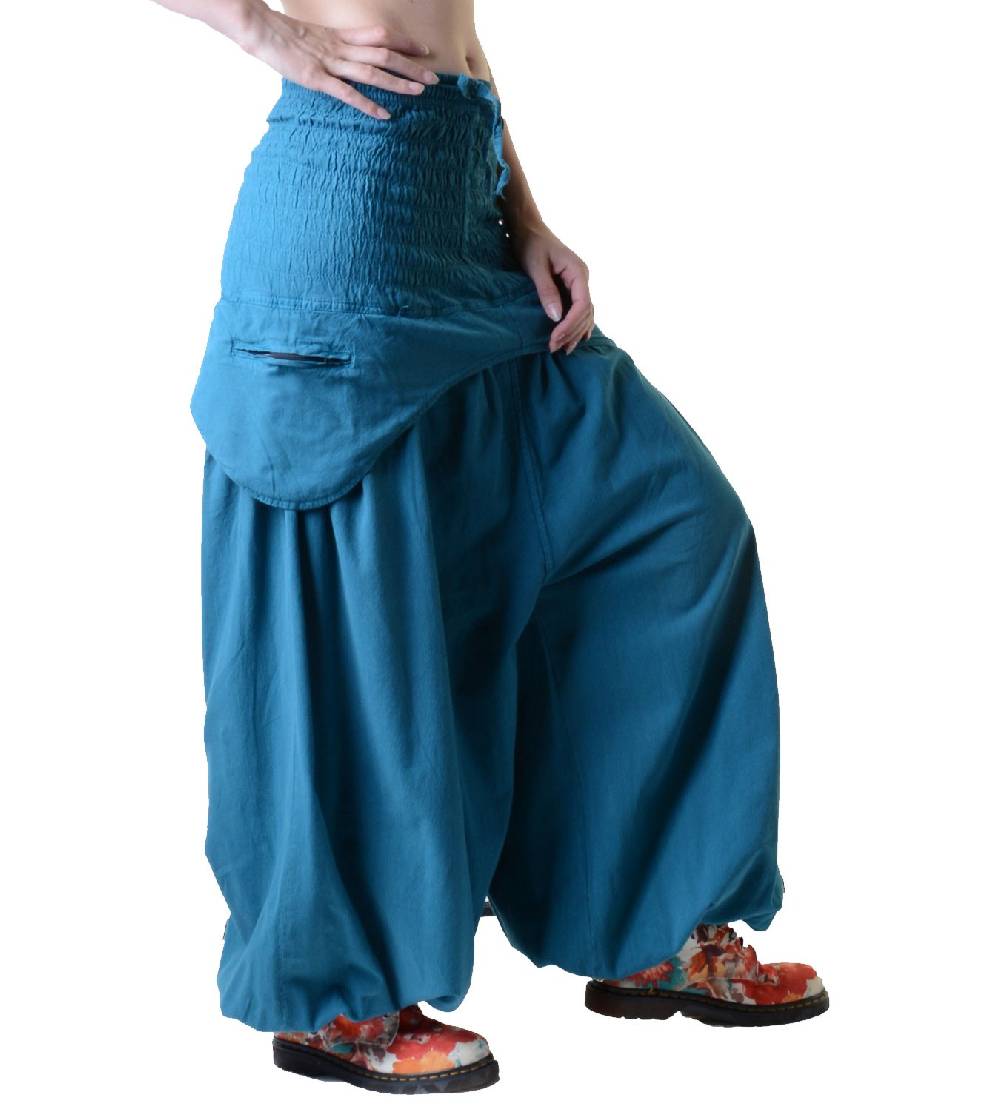 Kunst Und Magie Damen Hose Haremshose praktische Schürzentaschen Unifarben Vintage Boho Ibiza Angebote