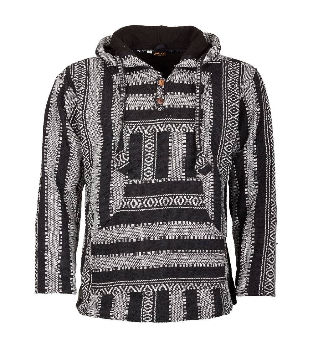 Kunst Und Magie Kunst und Magie Nepal Baja Jerga Sweatshirt Poncho mit Fleecefutter Kapuze im Angebot