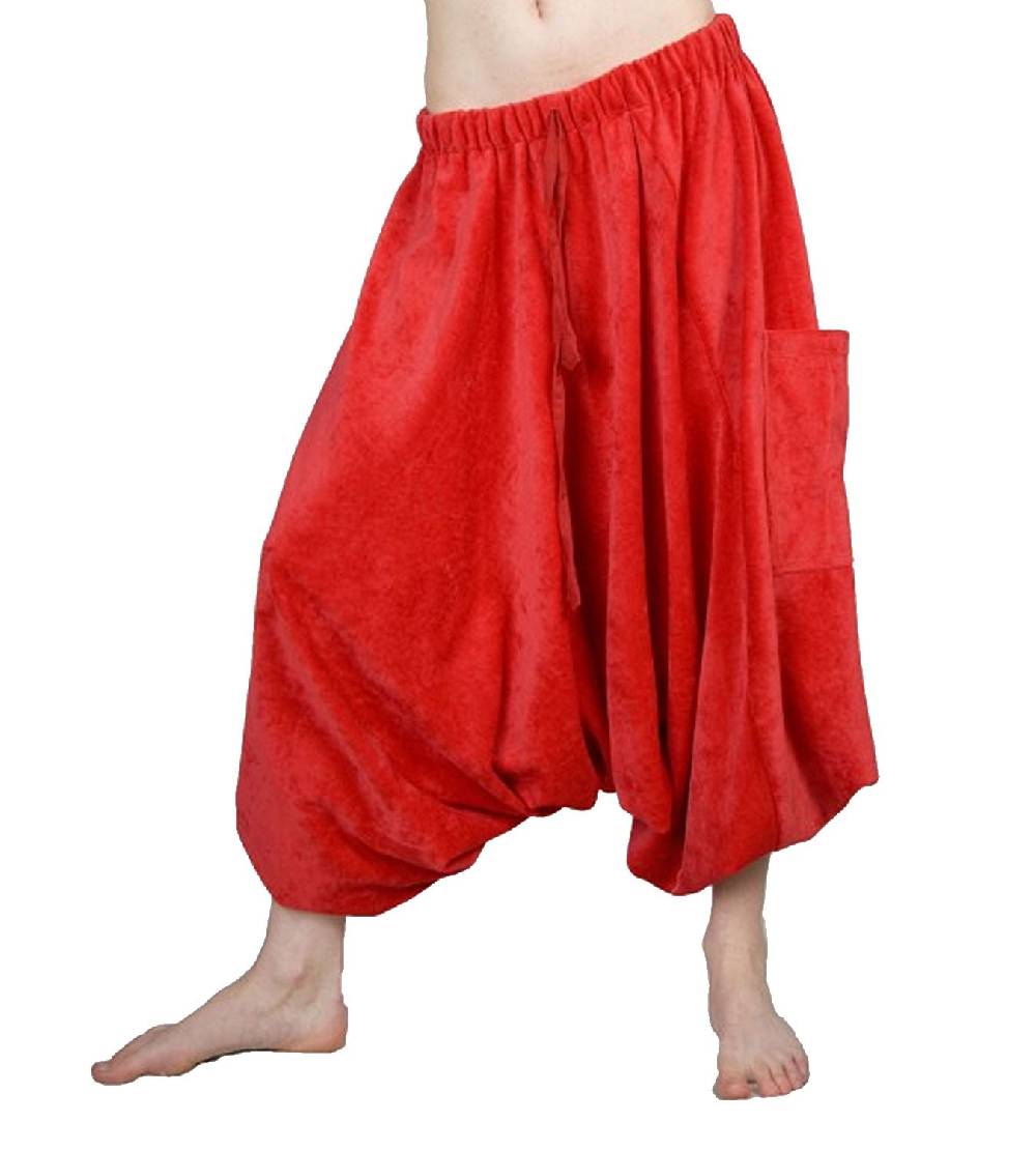 Kunst Und Magie Sarouel Haremshose Pluderhose aus Samt ALADINHOSE rot