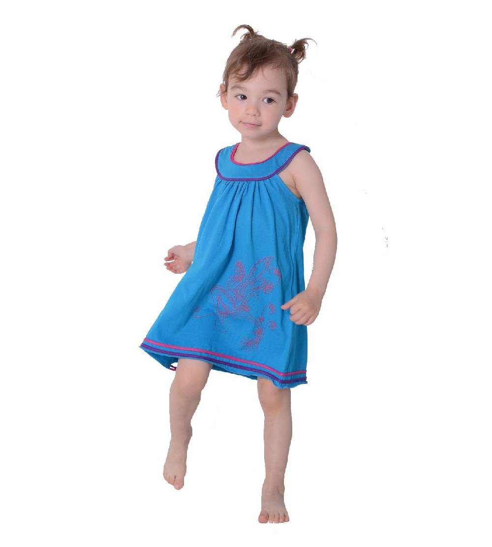 Kunst Und Magie Luftiges Sommerkinderkleid Elfenmotiv mit aufwendiger Stickborte Hippie Fabrikpreis