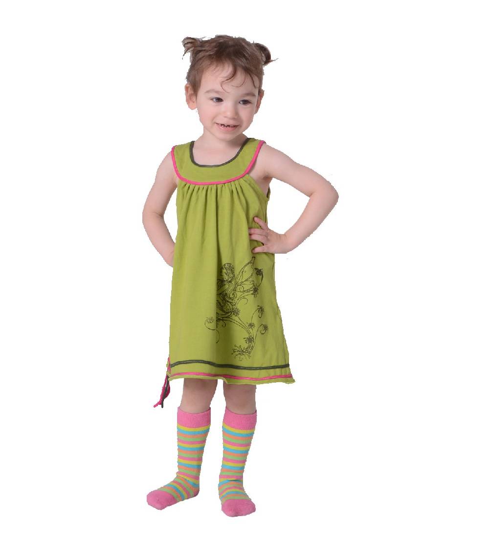 Kunst Und Magie Luftiges Sommerkinderkleid Elfenmotiv mit aufwendiger Stickborte Hippie Fabrikpreis