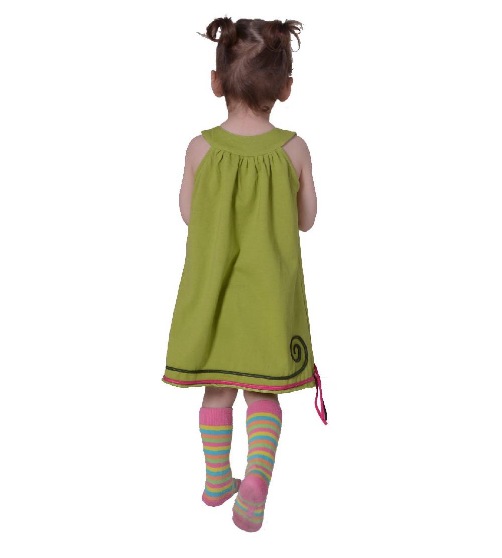 Kunst Und Magie Luftiges Sommerkinderkleid Elfenmotiv mit aufwendiger Stickborte Hippie Fabrikpreis