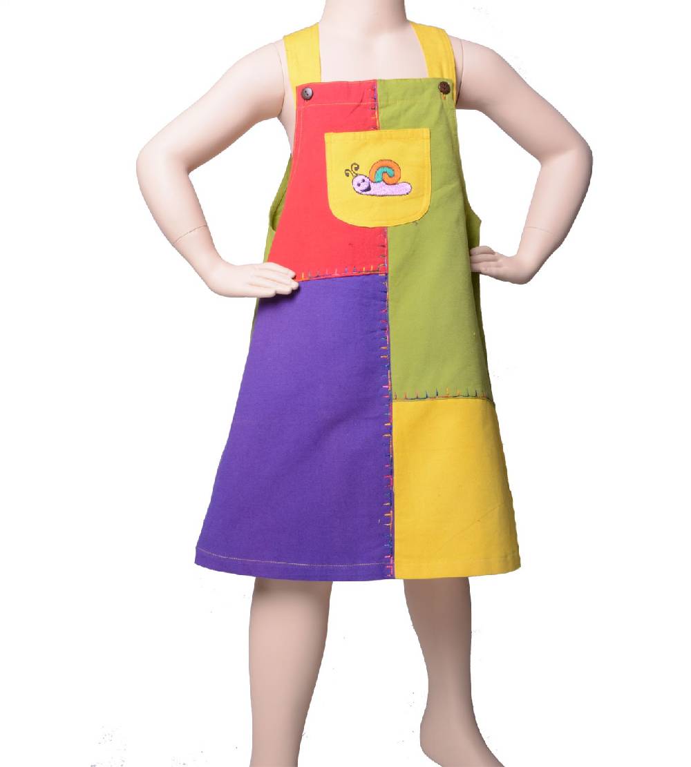 Kunst Und Magie Buntes Kinder Patchwork Kleid mit Tiermotiv Schnecke Versandkostenfrei