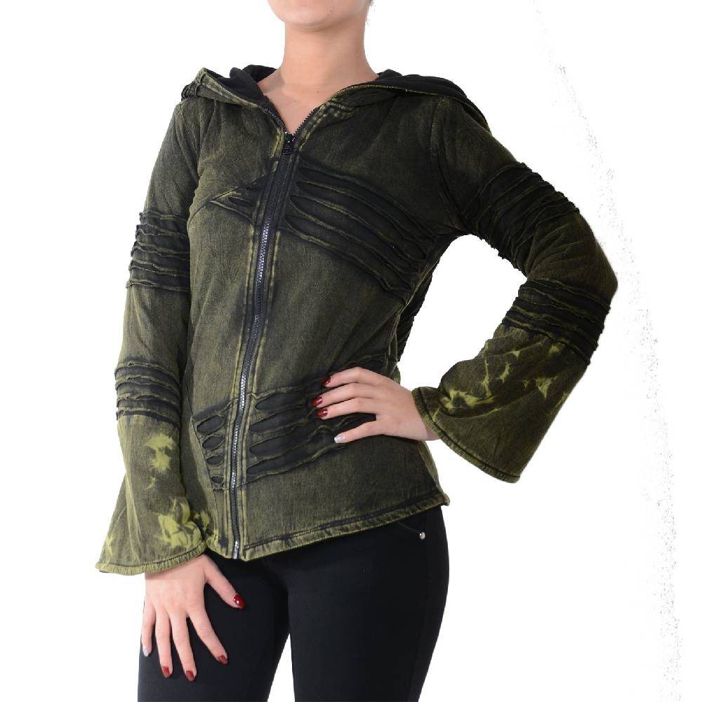 Kunst Und Magie Kunst und Magie Damen Goa Hippie Jacke mit Zipfelkapuze Stonewashed Fleecefutter Online Shopping