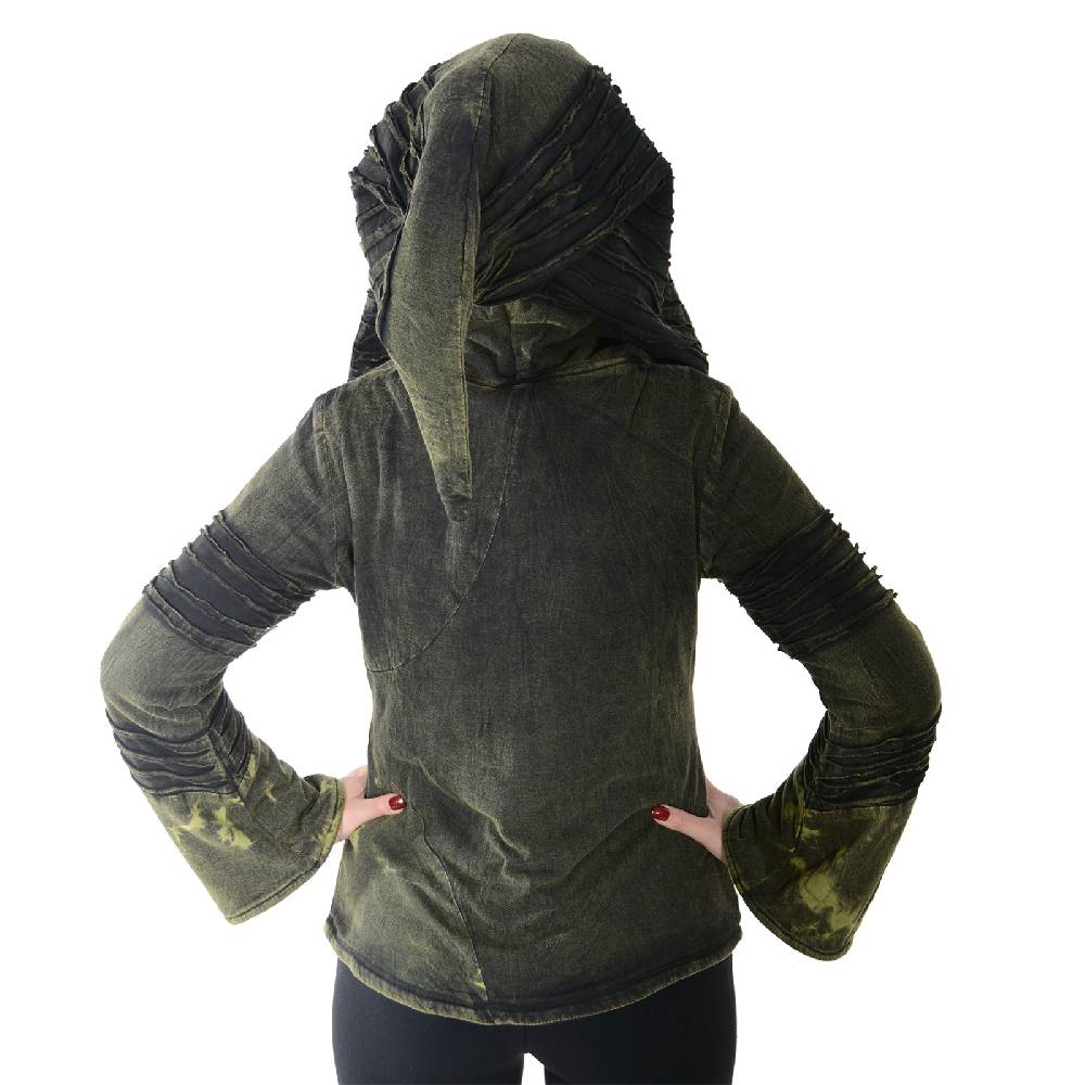 Kunst Und Magie Kunst und Magie Damen Goa Hippie Jacke mit Zipfelkapuze Stonewashed Fleecefutter Online Shopping