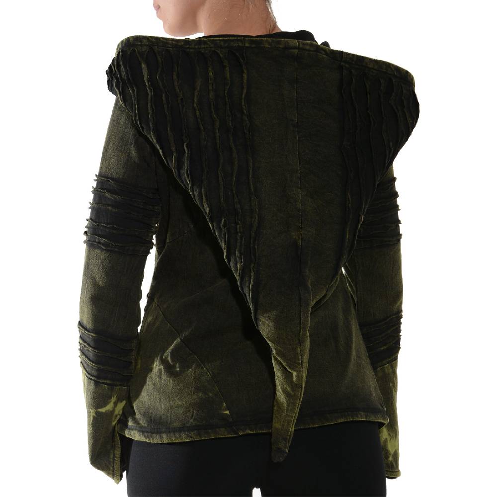 Kunst Und Magie Kunst und Magie Damen Goa Hippie Jacke mit Zipfelkapuze Stonewashed Fleecefutter Online Shopping