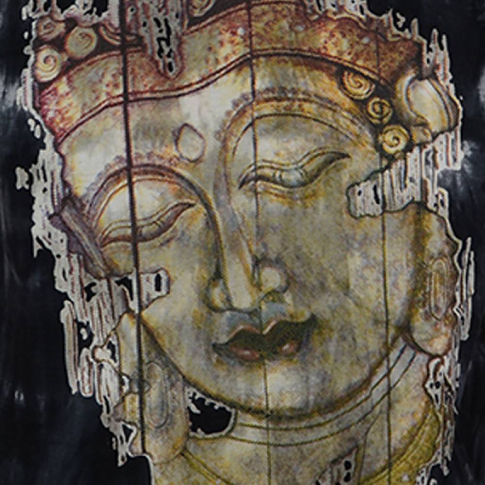 Kunst Und Magie Buntes Sure 70er Retro T-Shirt Buddha im Hippie Batik Look Saisonschlussverkauf
