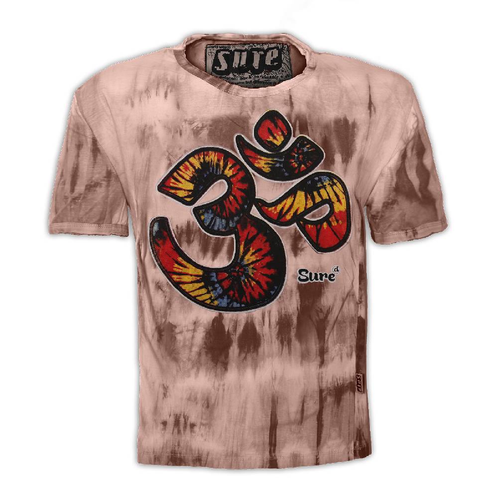Kunst Und Magie Kunst und Magie Sure Herren Buntes 70er Retro Hippie T-Shirt OM im Batiklook Muttertagsangebot