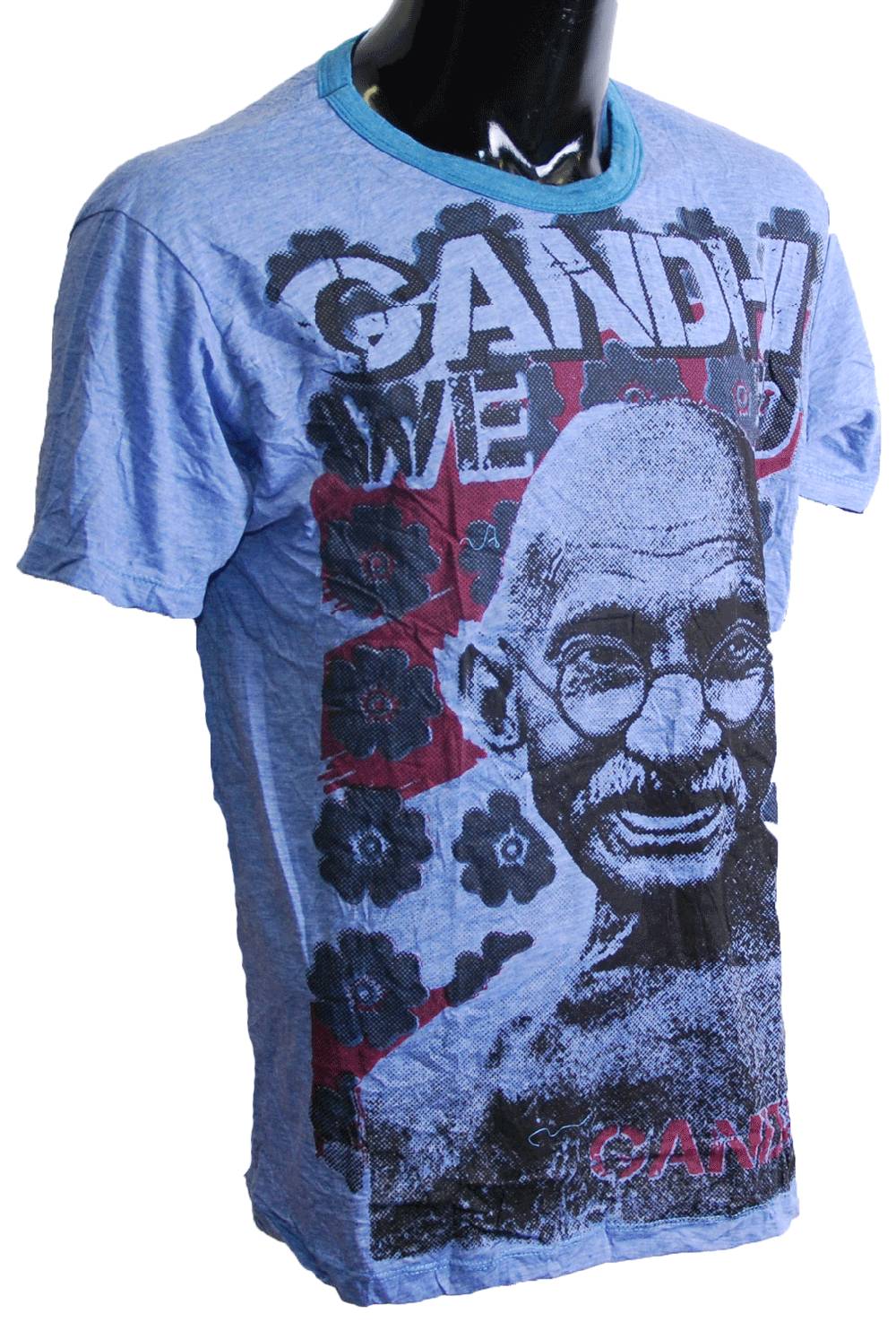 Kunst Und Magie 70er Retro Sure Tattoo T-Shirt Indisch Mahatma Gandhi im Crinkle Look Vatertagsangebot