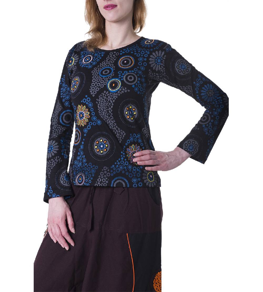 Kunst Und Magie Kunst und Magie Boho Damen Sweater Oberteil mit Stickereien Valentinstagsangebot