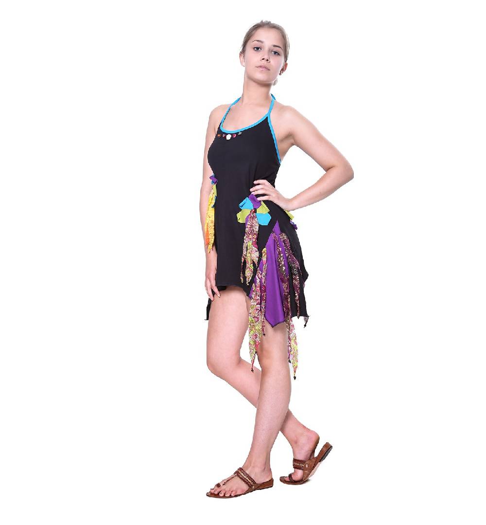 Kunst Und Magie Kunst und Magie Freches Minikleid Longshirt Tunika Hippie Boho Trägerkleid Lagerräumung