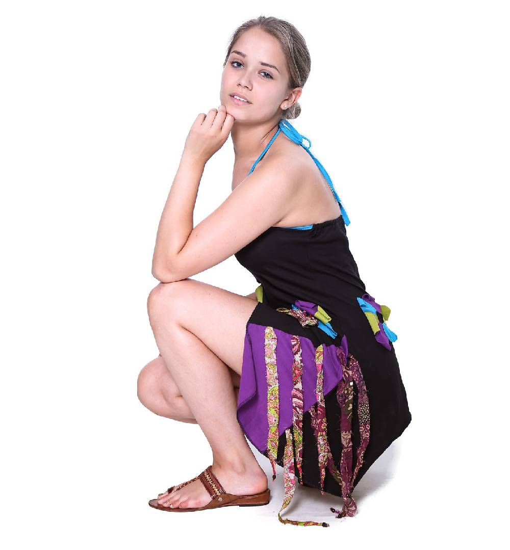 Kunst Und Magie Kunst und Magie Freches Minikleid Longshirt Tunika Hippie Boho Trägerkleid Lagerräumung