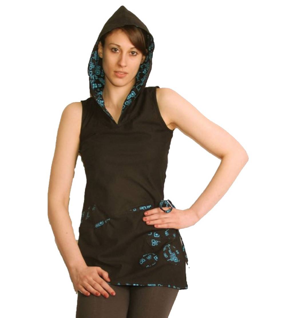 Kunst Und Magie Kunst und Magie Boho Hippie Tunika Oberteil/Minikleid Longshirt mit Kapuze Neueste Mode