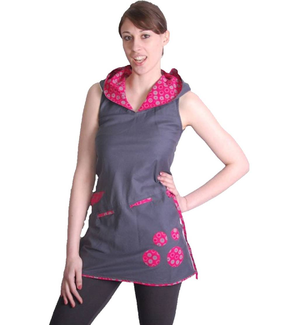 Kunst Und Magie Kunst und Magie Boho Hippie Tunika Oberteil/Minikleid Longshirt mit Kapuze Neueste Mode
