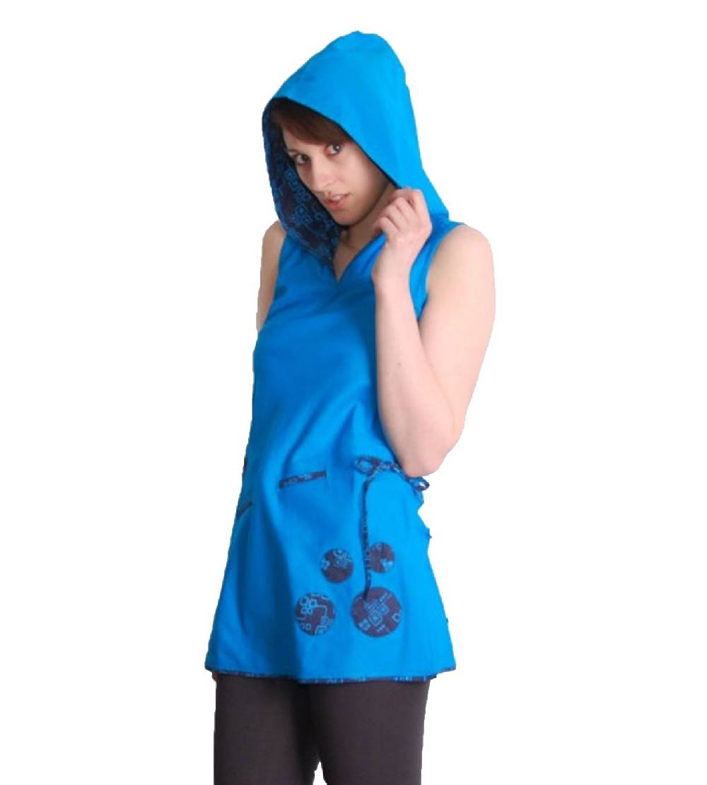 Kunst Und Magie Kunst und Magie Boho Hippie Tunika Oberteil/Minikleid Longshirt mit Kapuze Neueste Mode