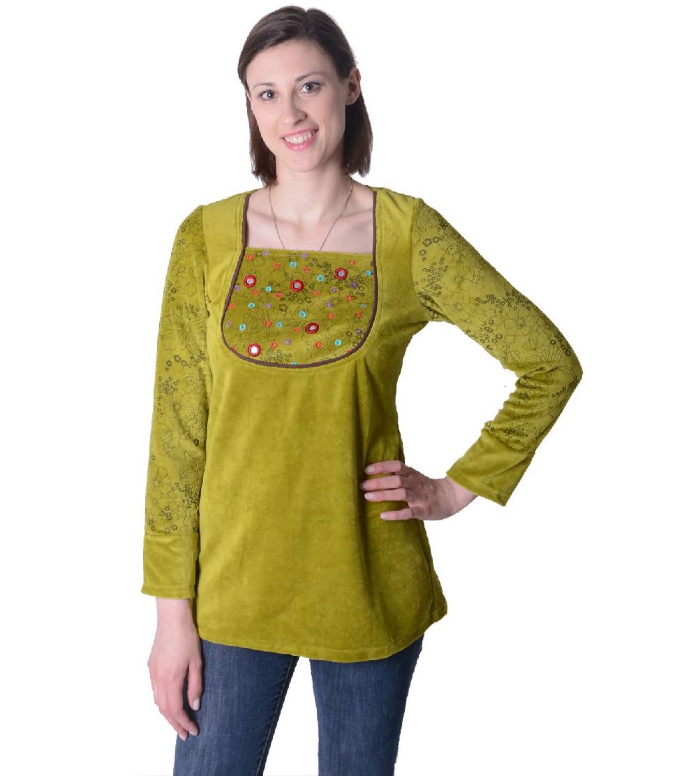 Kunst Und Magie Goa Hippie Samt Oberteil in außergewöhnlichem Design Boho Große Rabatte