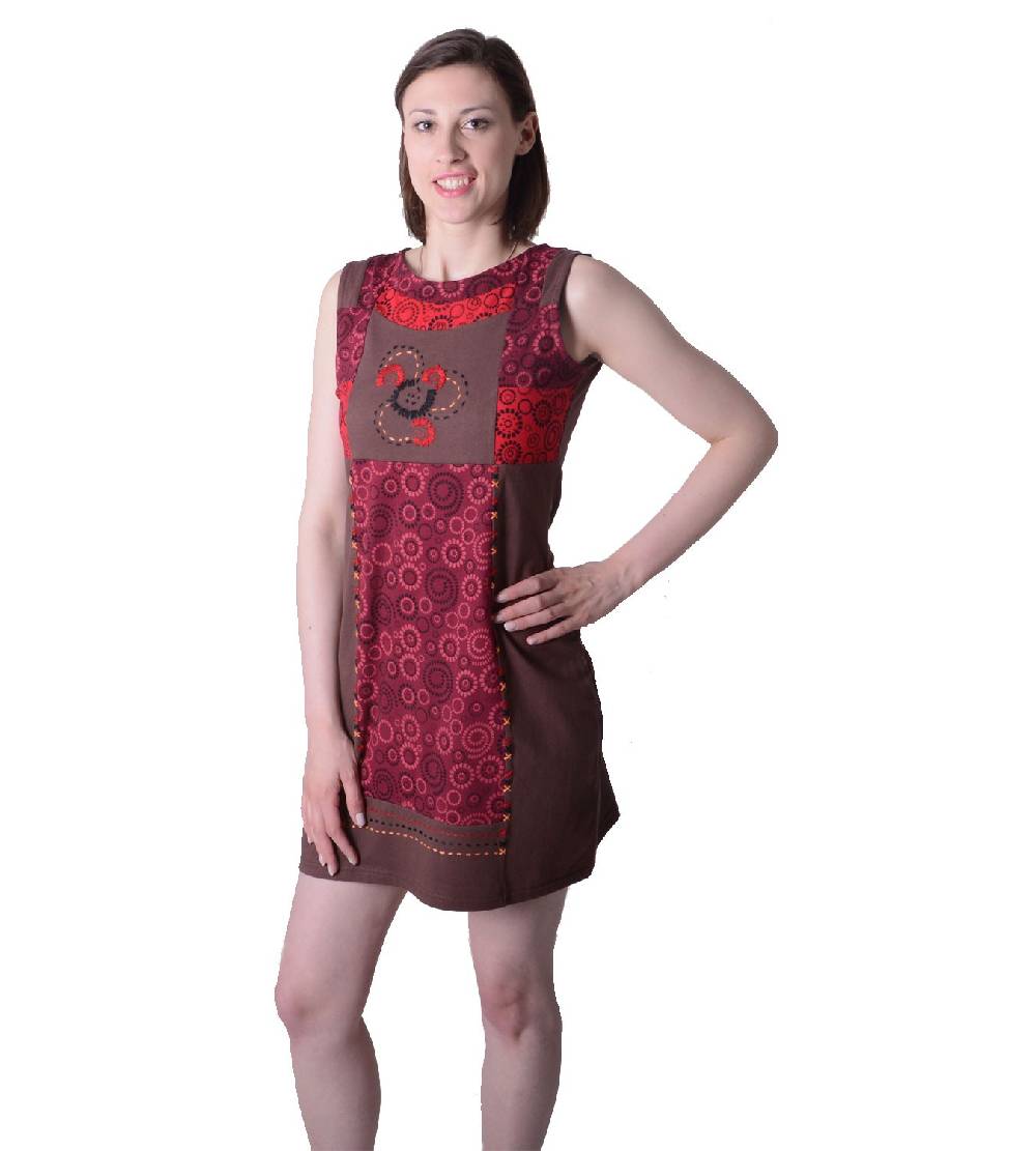 Kunst Und Magie Buntes Hippie Minikleid Sommer im stylischem Blumen-Design Räumungsverkauf