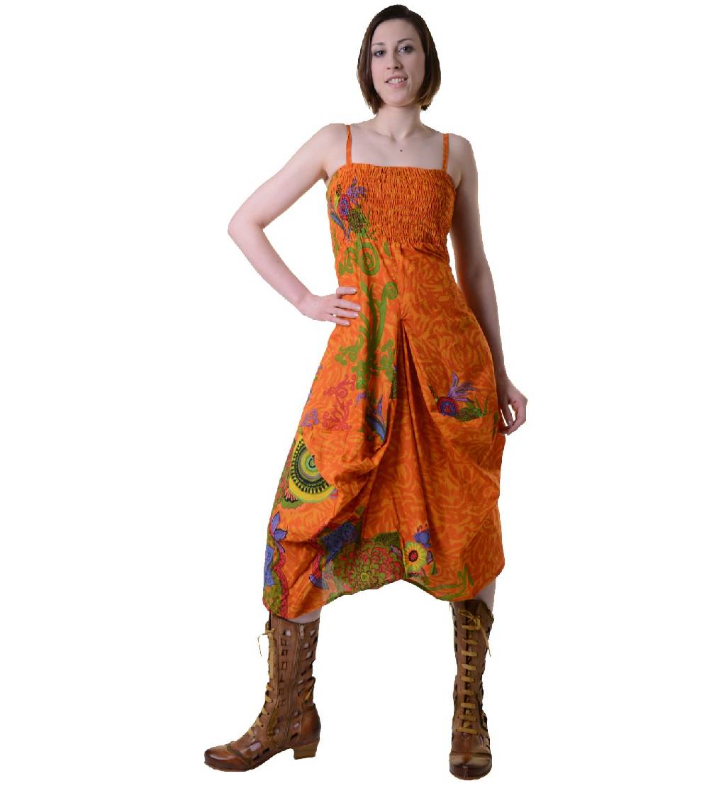 Kunst Und Magie Farbenfrohes Goa Sommerkleid mit trendigen Blumenmustern Kauf eins, bekomm eins gratis