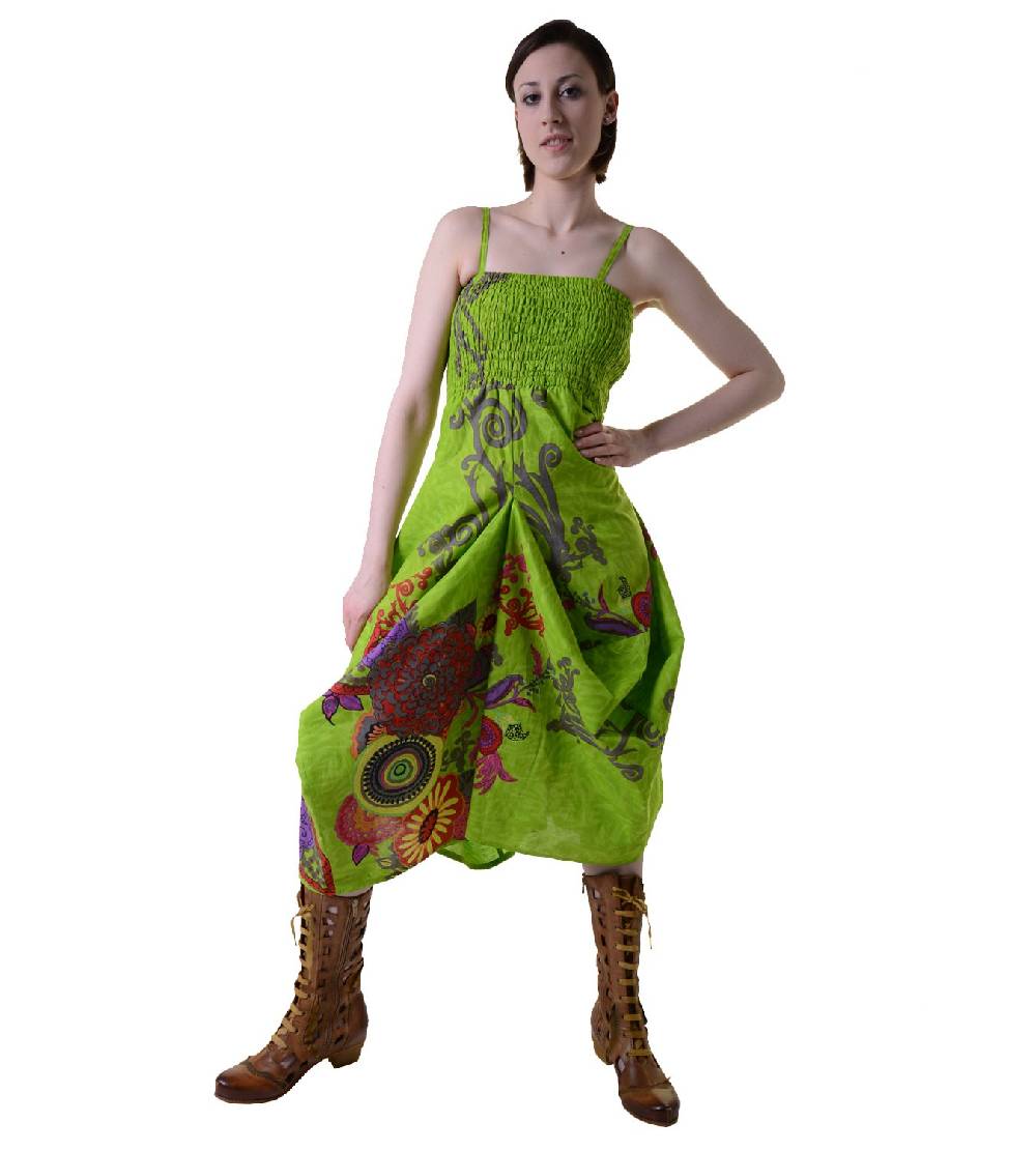 Kunst Und Magie Farbenfrohes Goa Sommerkleid mit trendigen Blumenmustern Kauf eins, bekomm eins gratis