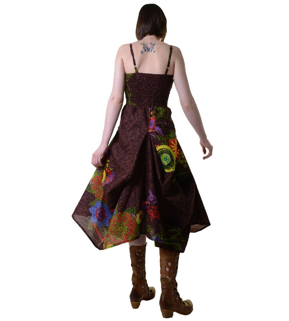 Kunst Und Magie Farbenfrohes Goa Sommerkleid mit trendigen Blumenmustern Kauf eins, bekomm eins gratis