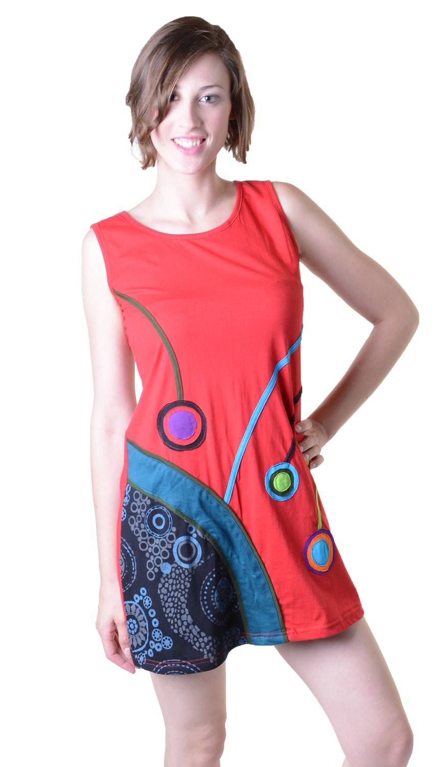 Kunst Und Magie Minikleid Longshirt Tunika Hippie Goa Sommerkleid Patchwork Tägliche Deals