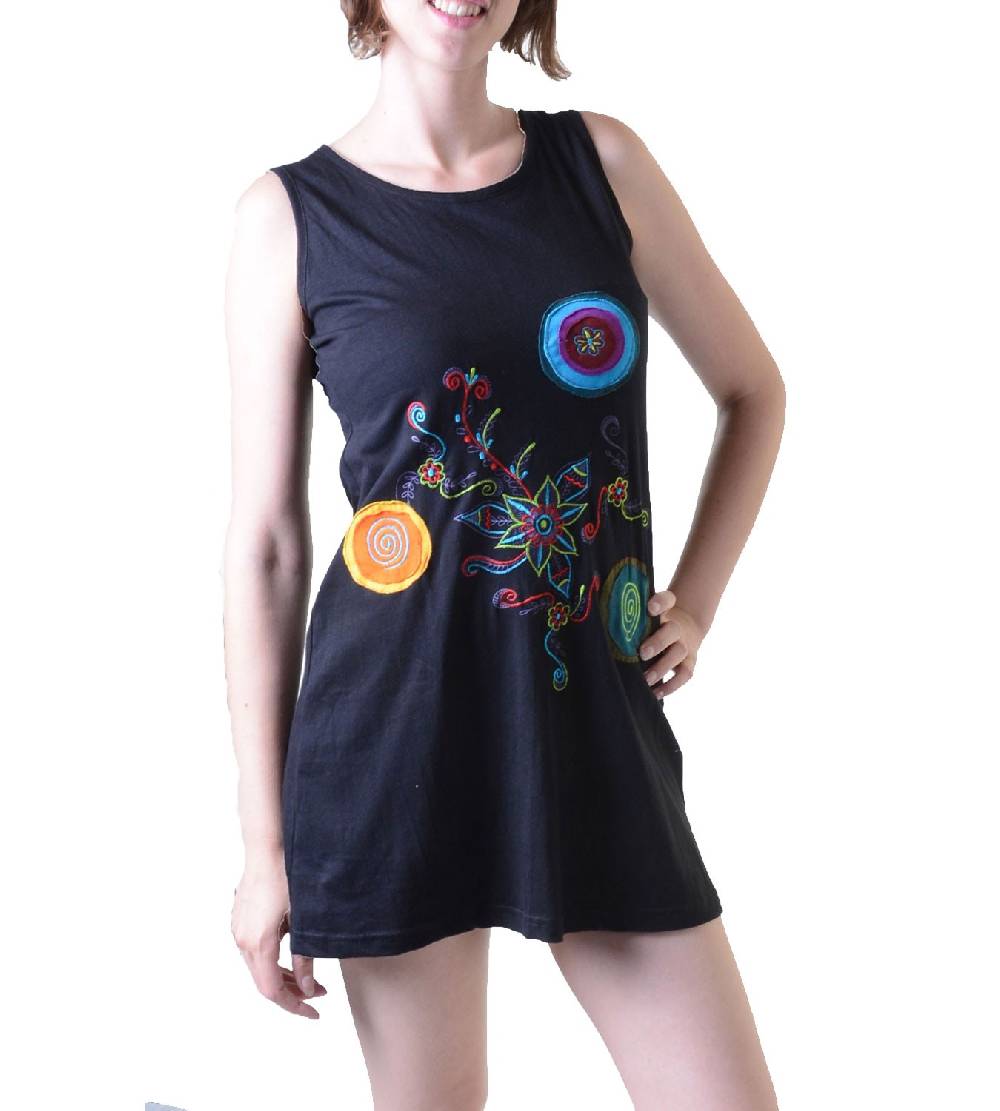 Kunst Und Magie Minikleid Longshirt Tunika Hippie Goa Sommerkleid bestickt Sonderangebote