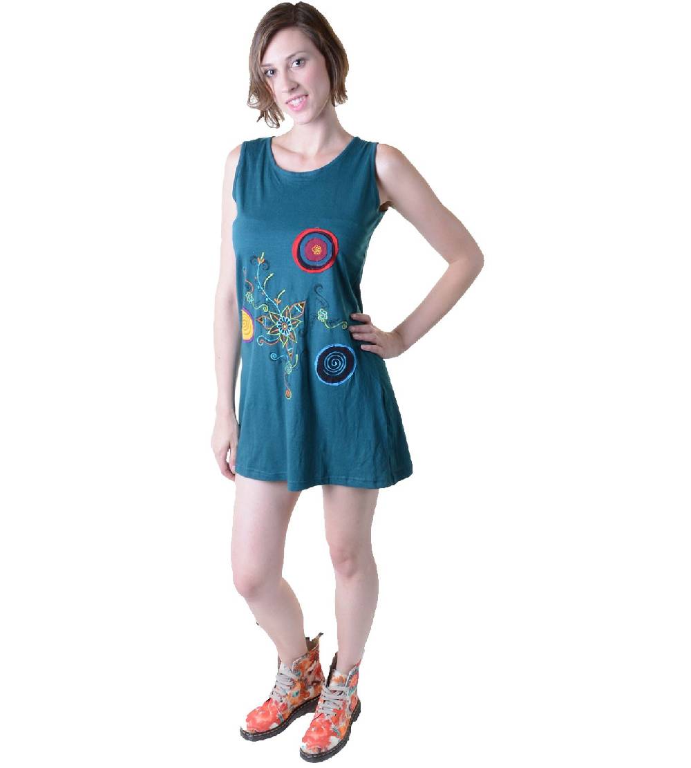 Kunst Und Magie Minikleid Longshirt Tunika Hippie Goa Sommerkleid bestickt Sonderangebote