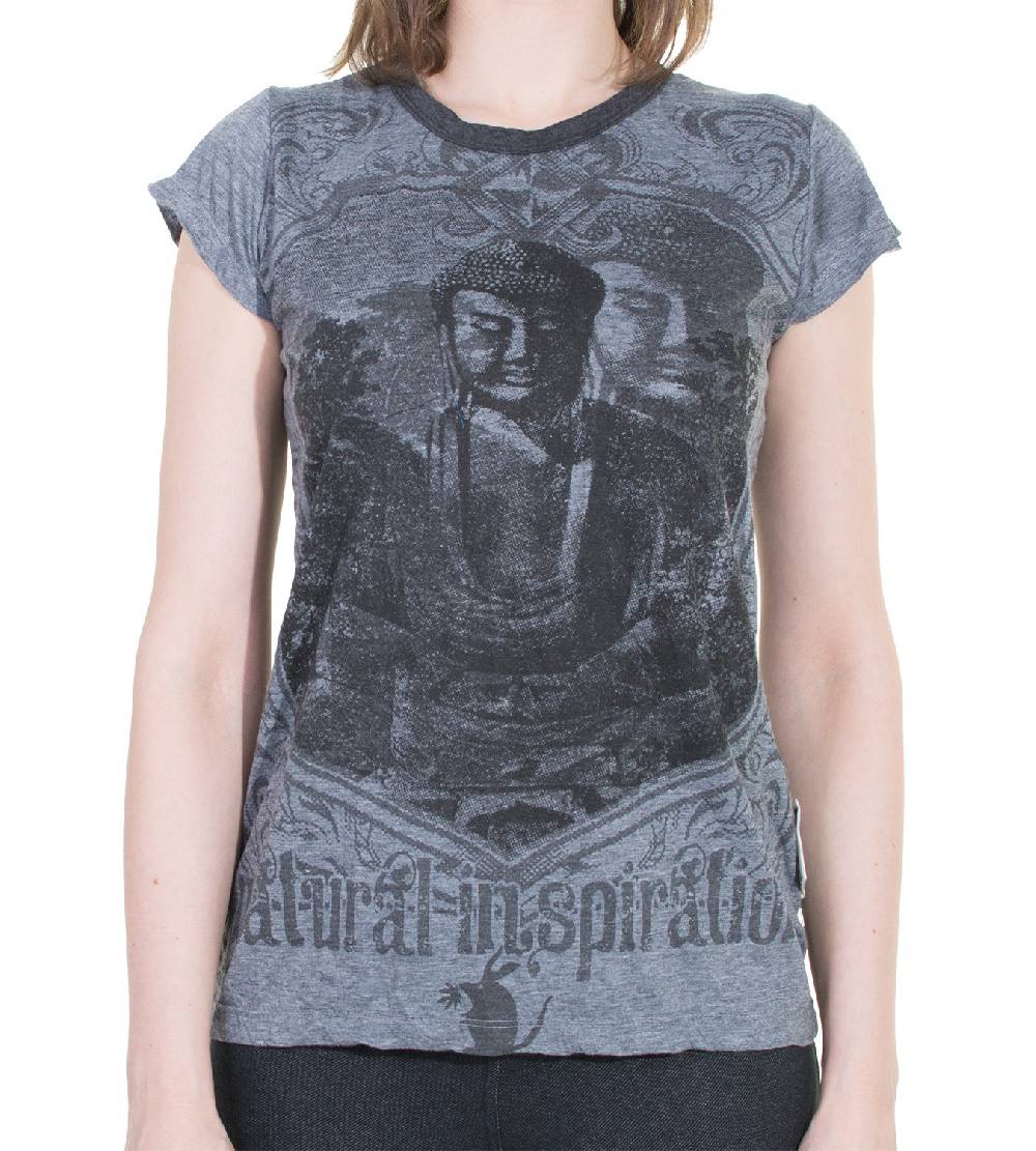 Kunst Und Magie 70er Retro Top Sure Weed Buddha Meditation Girlie T-Shirt im Knitter Look Nur noch ein Tag übrig