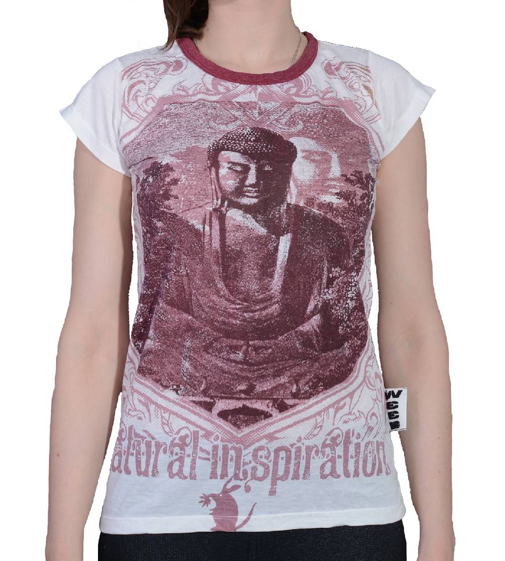 Kunst Und Magie 70er Retro Top Sure Weed Buddha Meditation Girlie T-Shirt im Knitter Look Nur noch ein Tag übrig