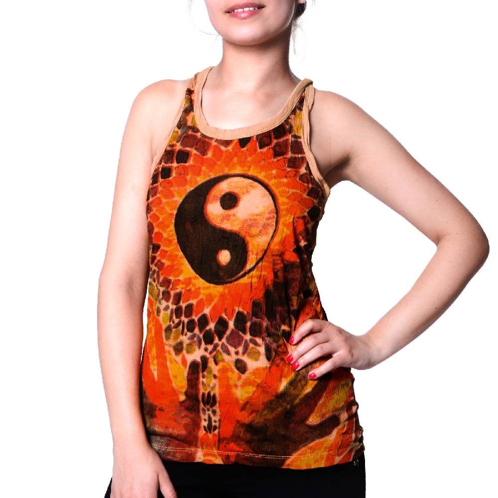 Kunst Und Magie Kunst und Magie Sure Damen Ying Yang 70er Retro Trägertop T-Shirt Tank-Top Hippie Goa Super Rabatt