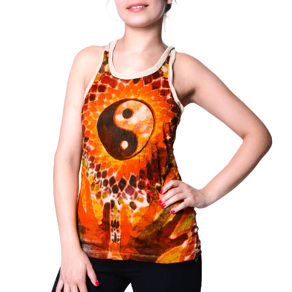 Kunst Und Magie Kunst und Magie Sure Damen Ying Yang 70er Retro Trägertop T-Shirt Tank-Top Hippie Goa Super Rabatt