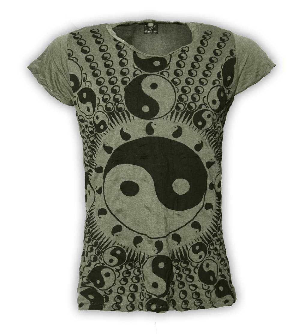 Kunst Und Magie Sure 70er Retro Girlie Top Ying & Yang Hippie Psy Goa T-Shirt Fabrikladen