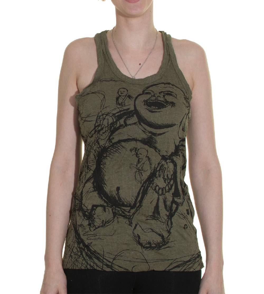 Kunst Und Magie 70er Retro Hippie Trägertop Sure Buddha Figur Mönche Shirt zollfrei