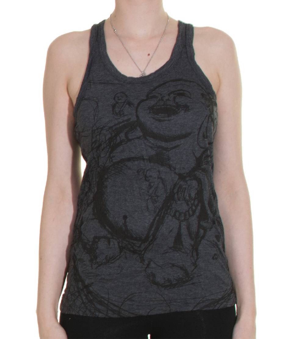 Kunst Und Magie 70er Retro Hippie Trägertop Sure Buddha Figur Mönche Shirt zollfrei