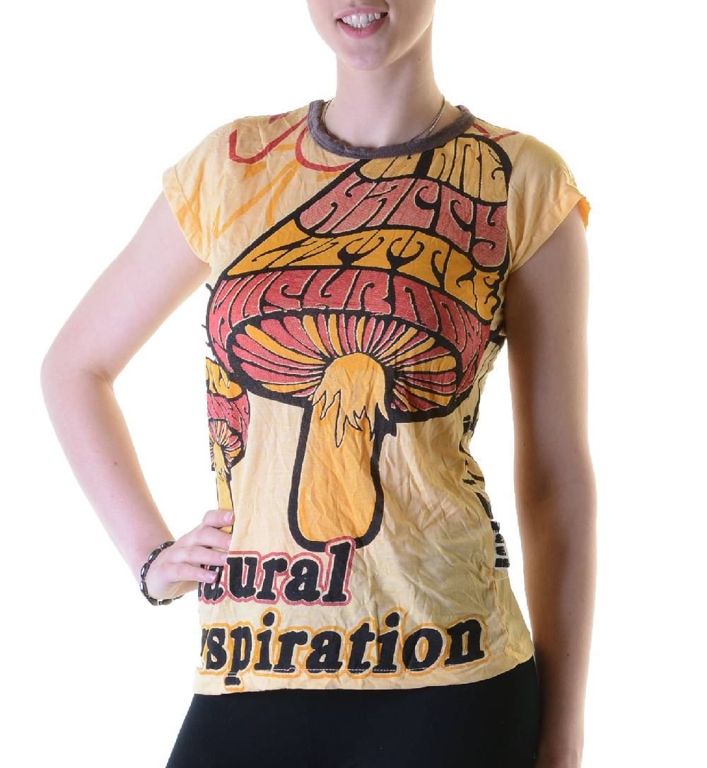 Kunst Und Magie 70er Retro Top Sure WEED Magic Mushroom Psy Goa T-Shirt Girlie Rabatte dieses Monats
