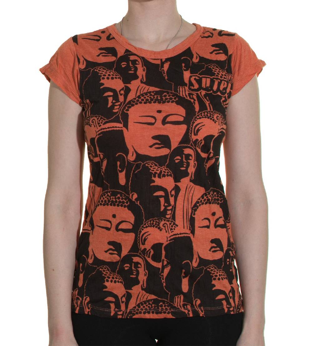 Kunst Und Magie Top Sure Buddha Köpfe 70er Retro T-Shirt Hippie Goa Fabrikverkauf