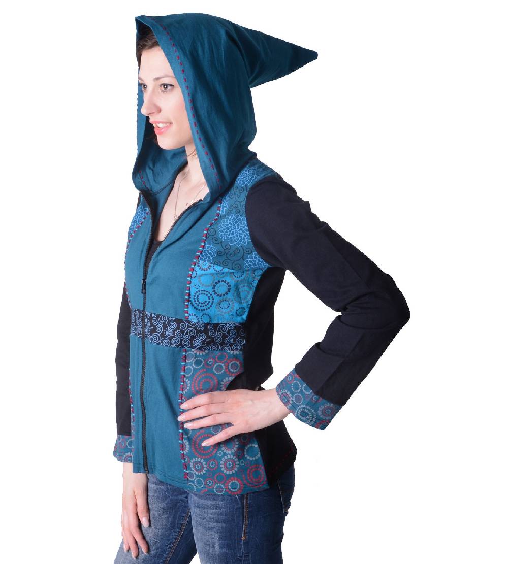 Kunst Und Magie Flippige Damen Freizeitjacke aus Baumwolle mit Zipfelkapuze Exklusivangebot