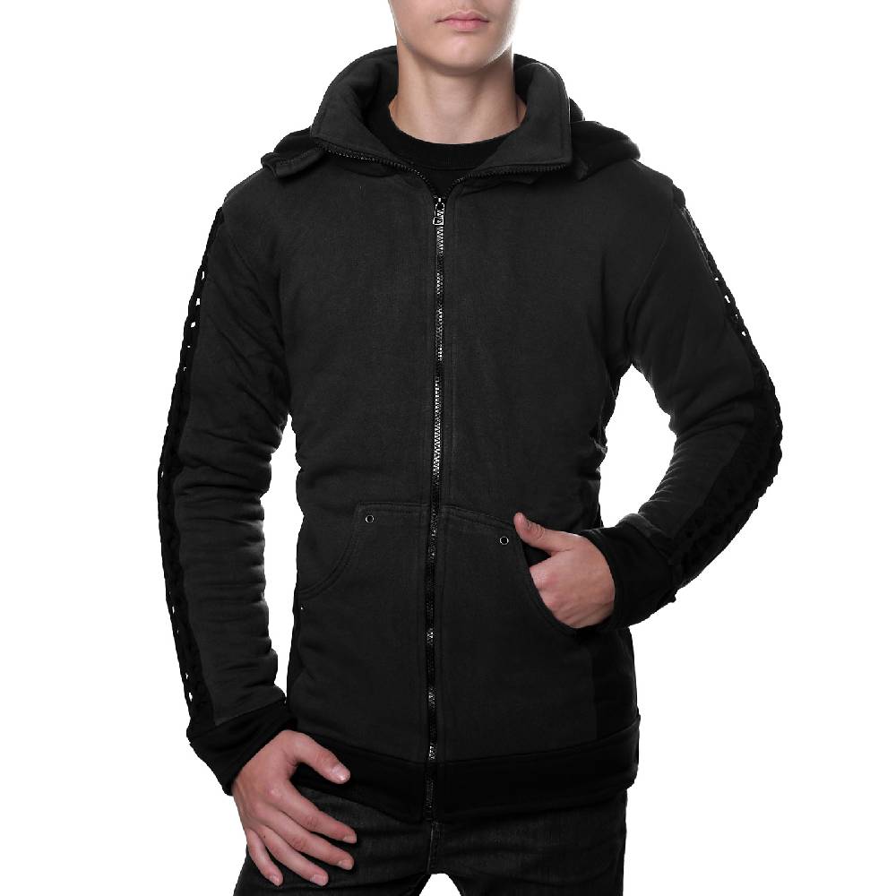 Kunst Und Magie Kunst und Magie Herren Goajacke aus Baumwolle mit Fleecefutter, Kapuze und Schnürungen Medieval Black Friday