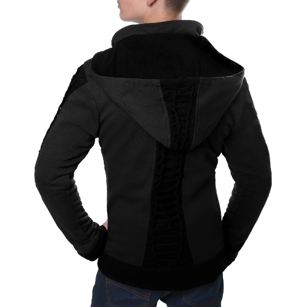 Kunst Und Magie Kunst und Magie Herren Goajacke aus Baumwolle mit Fleecefutter, Kapuze und Schnürungen Medieval Black Friday