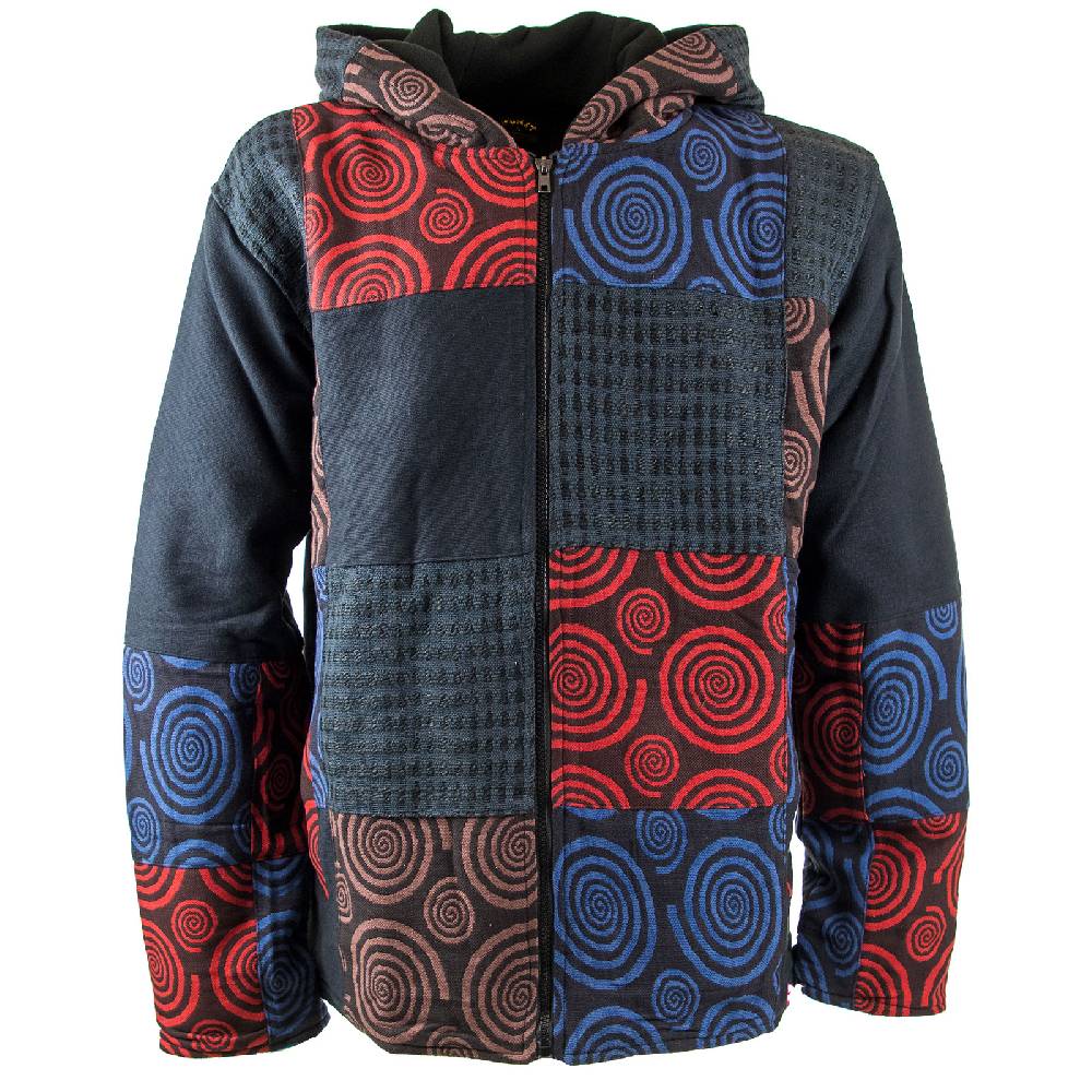 Kunst Und Magie Kunst und Magie Herren Patchwork Jacke mit Kapuze Cyber Monday
