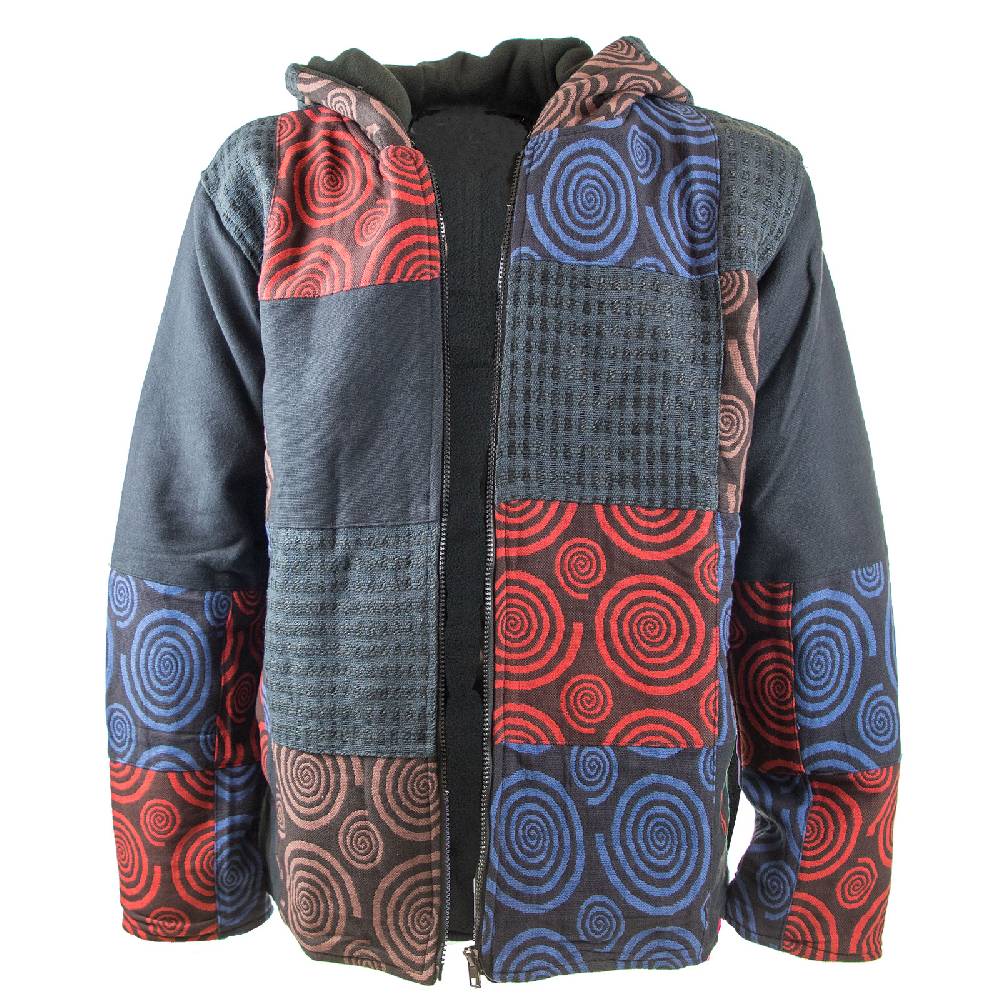Kunst Und Magie Kunst und Magie Herren Patchwork Jacke mit Kapuze Cyber Monday