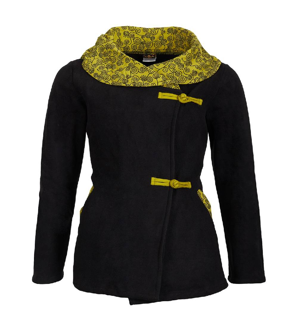 Kunst Und Magie Fleecejacke mit farbigem Kragen Goa Psy Hippie - Boho Damen Jacke Osterangebot