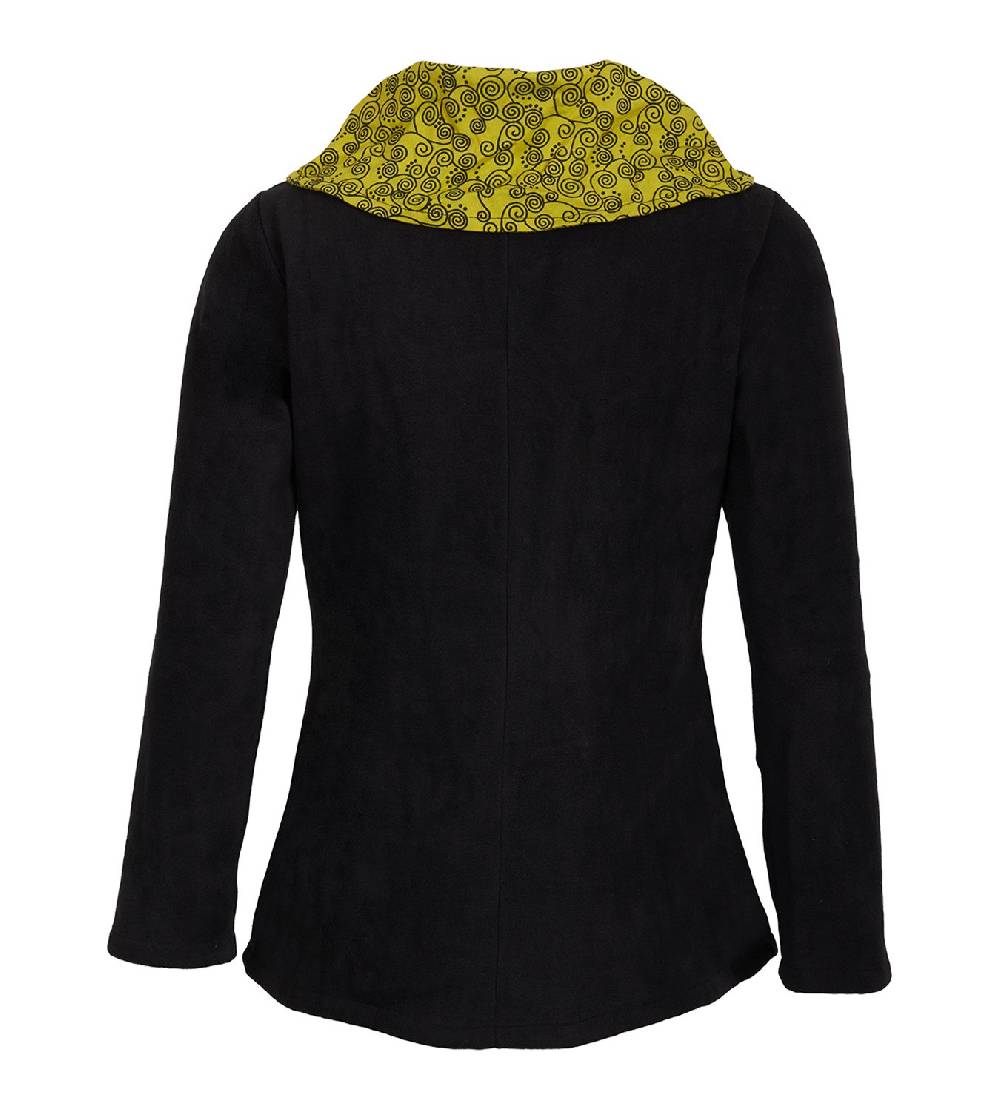 Kunst Und Magie Fleecejacke mit farbigem Kragen Goa Psy Hippie - Boho Damen Jacke Osterangebot