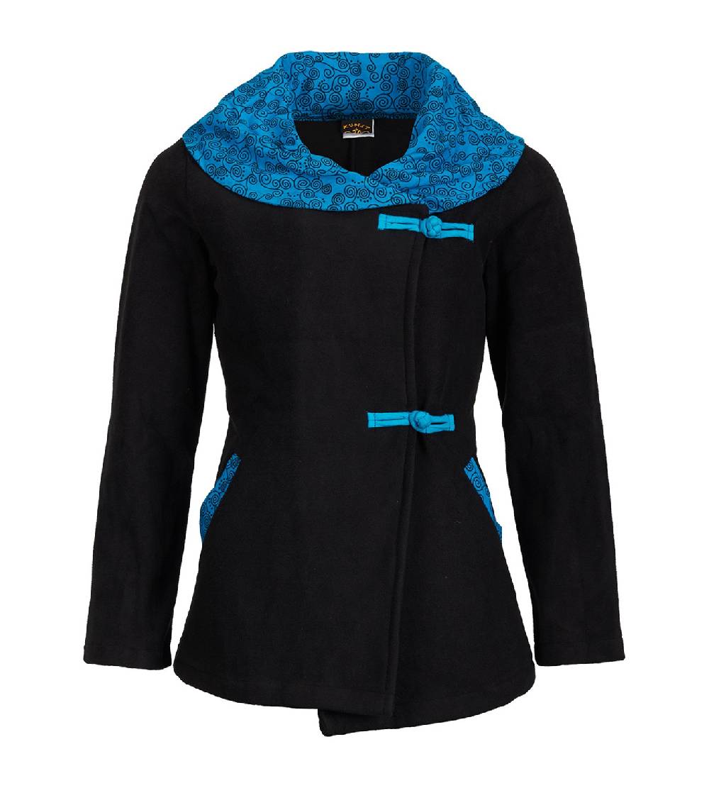 Kunst Und Magie Fleecejacke mit farbigem Kragen Goa Psy Hippie - Boho Damen Jacke Osterangebot