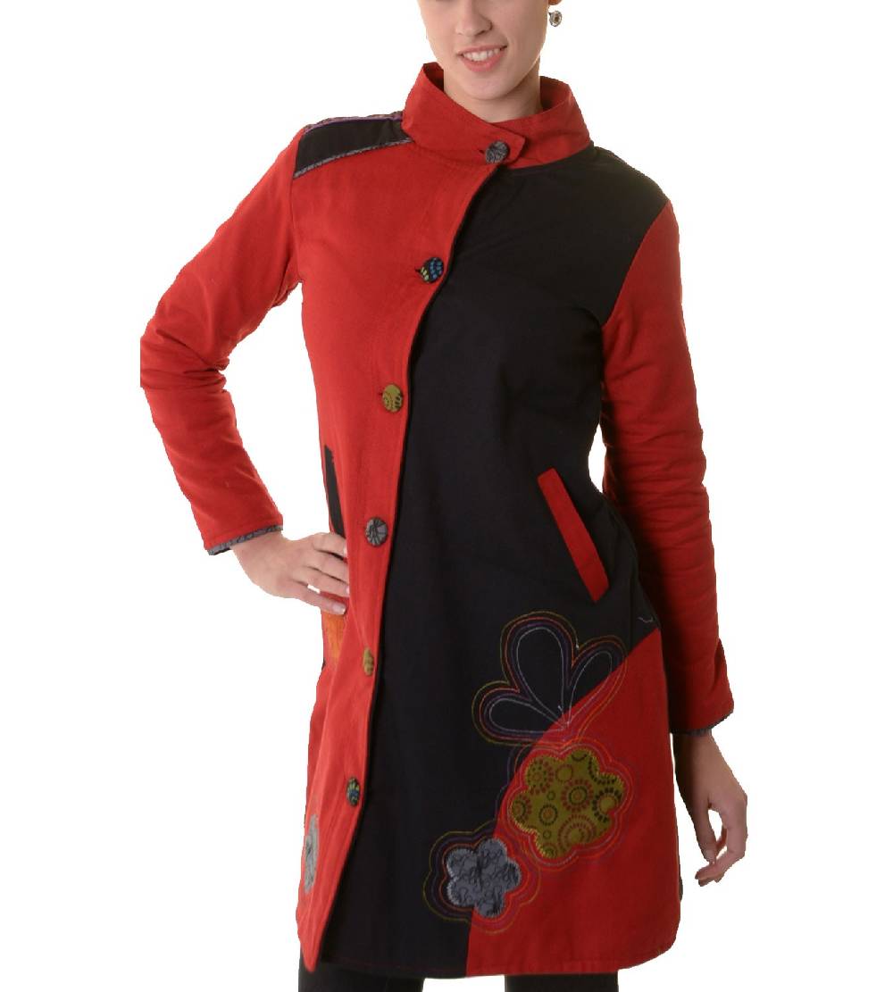 Kunst Und Magie Bohojacke Damenjacke Goa Psy Hippie mit bunter Blumenstickerei Vatertagsangebot